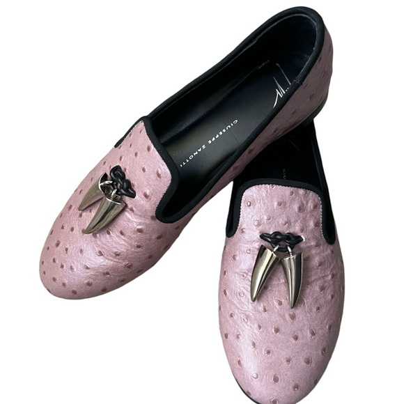 Giuseppe Zanotti Ostrich Textured Leather Slip On Loafer Mauve Sz US 6/ EU36 - Picture 1 of 15